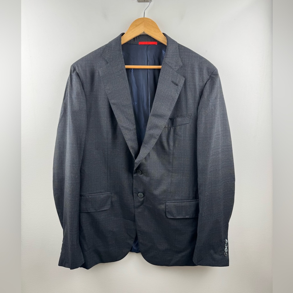 Isaia Napoli Men 100% Wool Grey Plaid Gregorio Blazer‎ Jacket Size 44R
